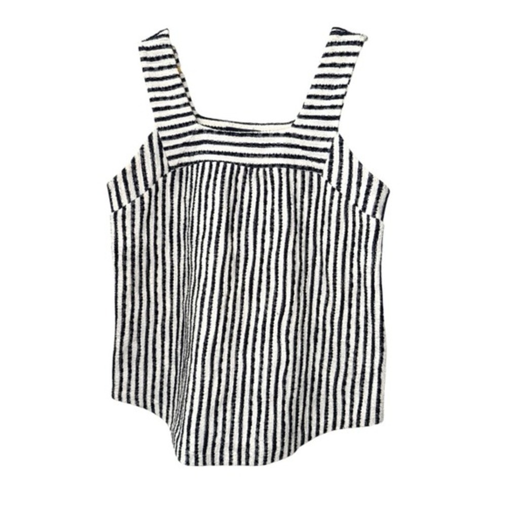 Lucky Brand Tank Top Women Small Pre-Owned‎ Top Navy Striped Square Neck Woven
